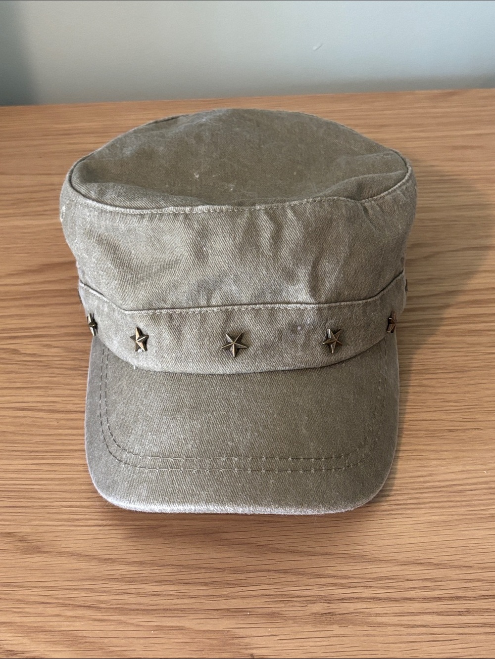 Urban Outfitters Green Cadet Hat with brass star studs